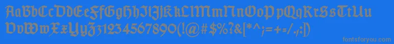 フォントTypographergotischDBold – 青い背景に灰色の文字