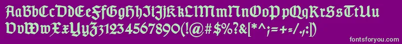 TypographergotischDBold-Schriftart – Grüne Schriften auf violettem Hintergrund
