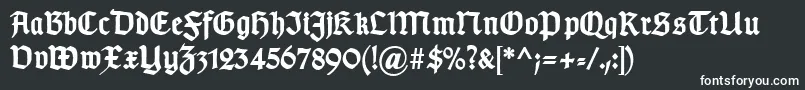 Fonte TypographergotischDBold – fontes brancas em um fundo preto