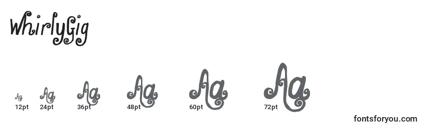 WhirlyGig Font Sizes