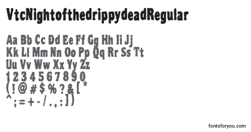 VtcNightofthedrippydeadRegularフォント–アルファベット、数字、特殊文字