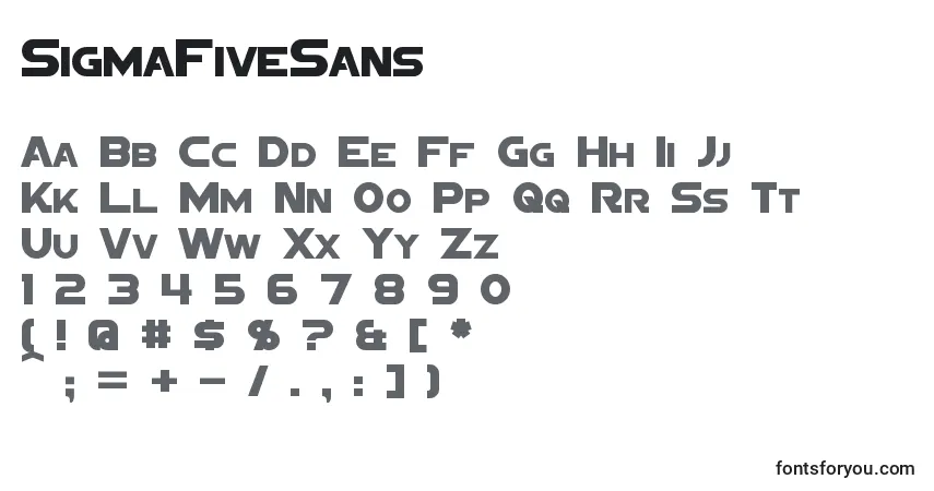 SigmaFiveSans-fontti – aakkoset, numerot, erikoismerkit