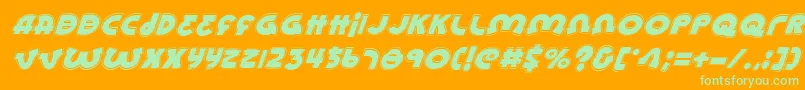 Fonte LionelAcademyitalic – fontes verdes em um fundo laranja