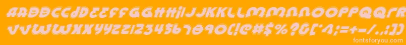 LionelAcademyitalic-fontti – vaaleanpunaiset fontit oranssilla taustalla