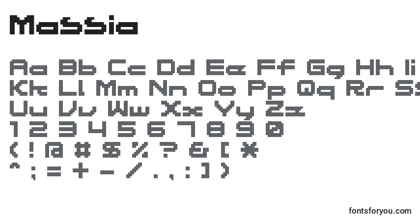 A fonte Massia – alfabeto, números, caracteres especiais
