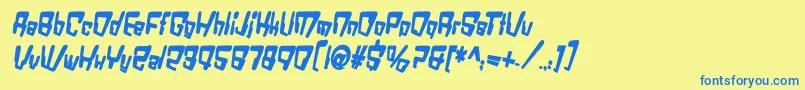 VtcBadDatatripBoldItalic Font – Blue Fonts on Yellow Background