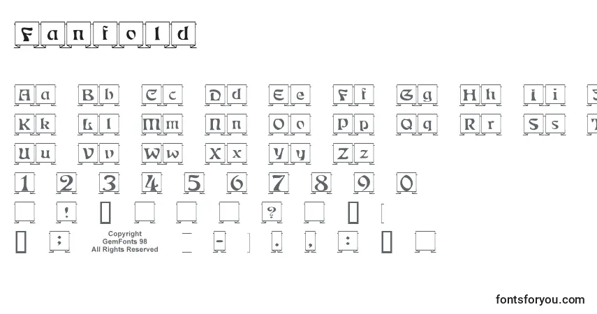 A fonte Fanfold – alfabeto, números, caracteres especiais