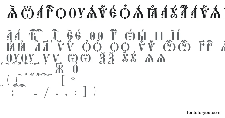 A fonte StarouspenskayaCapsIeucsSpacedout – alfabeto, números, caracteres especiais