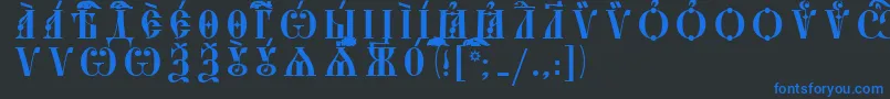 StarouspenskayaCapsIeucsSpacedout Font – Blue Fonts on Black Background