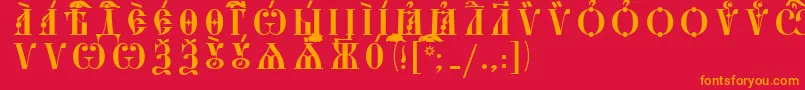 StarouspenskayaCapsIeucsSpacedout Font – Orange Fonts on Red Background