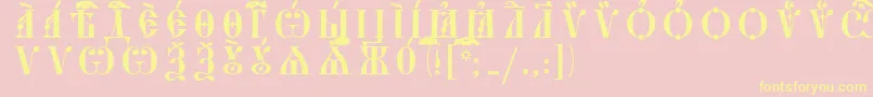 フォントStarouspenskayaCapsIeucsSpacedout – 黄色のフォント、ピンクの背景