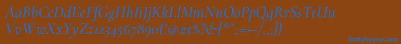 フォントCormorantMediumitalic – 茶色の背景に青い文字