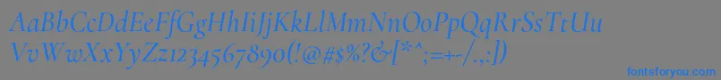 CormorantMediumitalic-Schriftart – Blaue Schriften auf grauem Hintergrund