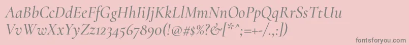 CormorantMediumitalic-Schriftart – Graue Schriften auf rosa Hintergrund