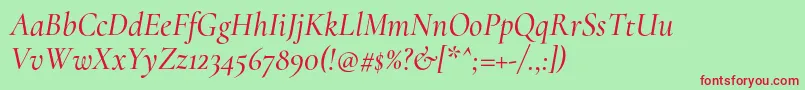 CormorantMediumitalic Font – Red Fonts on Green Background