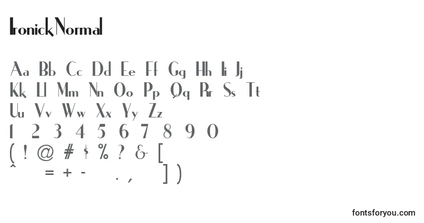Czcionka IronickNormal – alfabet, cyfry, specjalne znaki