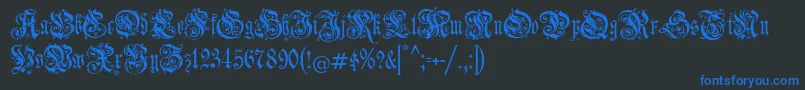 Jenagotisch Font – Blue Fonts on Black Background