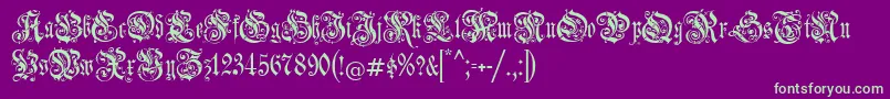 Jenagotisch Font – Green Fonts on Purple Background