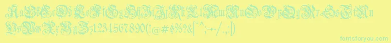Jenagotisch Font – Green Fonts on Yellow Background