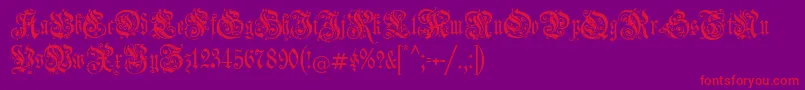 Jenagotisch-Schriftart – Rote Schriften auf violettem Hintergrund