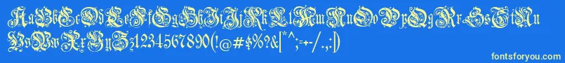 Jenagotisch Font – Yellow Fonts on Blue Background