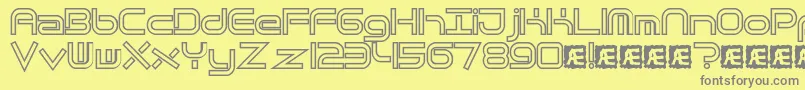Fonte QuantumFlatHollowBrk – fontes cinzas em um fundo amarelo