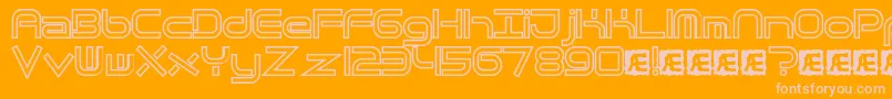 Weitere Informationen zur QuantumFlatHollowBrk-Schriftart QuantumFlatHollowBrk-Schriftart – Rosa Schriften auf orangefarbenem Hintergrund