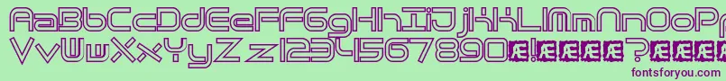 QuantumFlatHollowBrk-Schriftart – Violette Schriften auf grünem Hintergrund