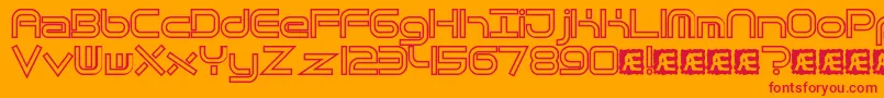 フォントQuantumFlatHollowBrk – オレンジの背景に赤い文字