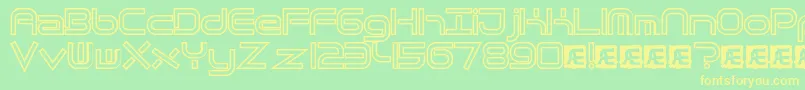 Шрифт QuantumFlatHollowBrk – жёлтые шрифты на зелёном фоне