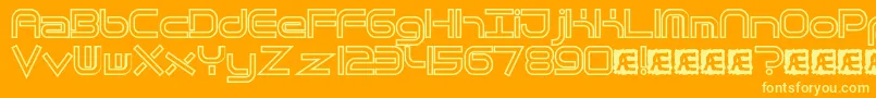 Fonte QuantumFlatHollowBrk – fontes amarelas em um fundo laranja
