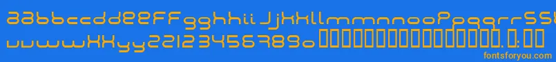 フォントMontana2001 – オレンジ色の文字が青い背景にあります。