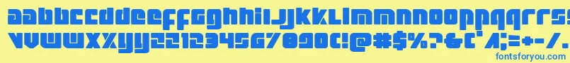 フォントExoplanetexpand – 青い文字が黄色の背景にあります。