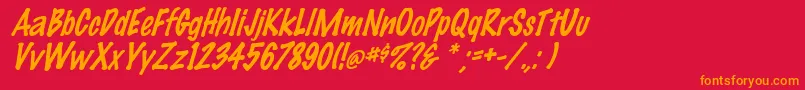 ElMarkoItalic Font – Orange Fonts on Red Background