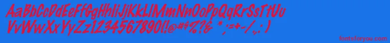 ElMarkoItalic-Schriftart – Rote Schriften auf blauem Hintergrund