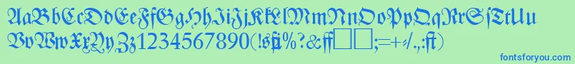 ZenithfrakturRegularDb Font – Blue Fonts on Green Background