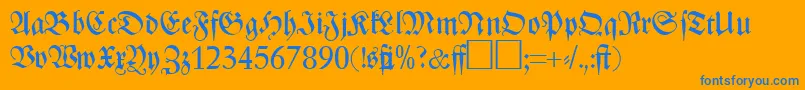 ZenithfrakturRegularDb-Schriftart – Blaue Schriften auf orangefarbenem Hintergrund