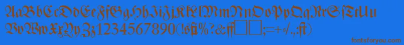 フォントZenithfrakturRegularDb – 茶色の文字が青い背景にあります。