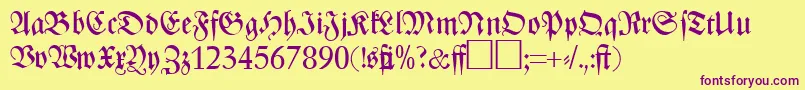 ZenithfrakturRegularDb Font – Purple Fonts on Yellow Background