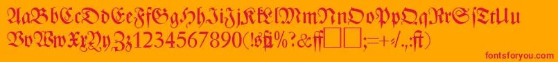 Weitere Informationen zur ZenithfrakturRegularDb-Schriftart ZenithfrakturRegularDb-Schriftart – Rote Schriften auf orangefarbenem Hintergrund