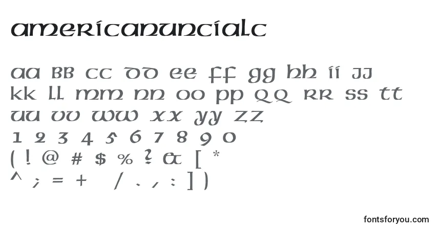Schriftart Americanuncialc – Alphabet, Zahlen, spezielle Symbole