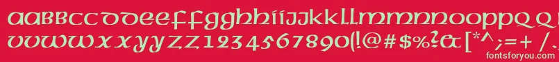 フォントAmericanuncialc – 赤い背景に緑の文字