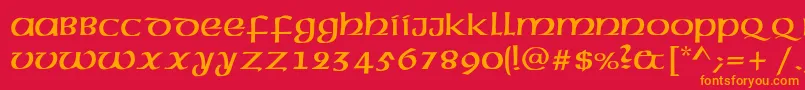 フォントAmericanuncialc – 赤い背景にオレンジの文字