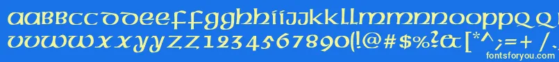 フォントAmericanuncialc – 黄色の文字、青い背景