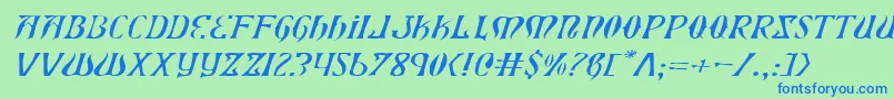 フォントXiphoseli – 青い文字は緑の背景です。