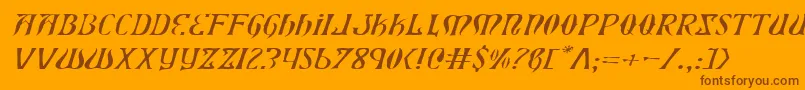 フォントXiphoseli – オレンジの背景に茶色のフォント