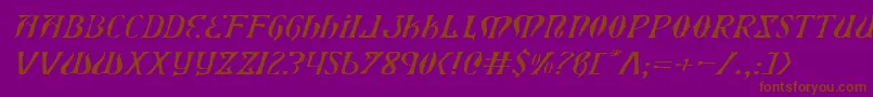 Xiphoseli-Schriftart – Braune Schriften auf violettem Hintergrund