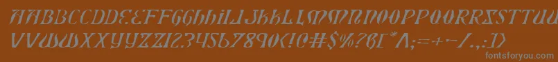 フォントXiphoseli – 茶色の背景に灰色の文字