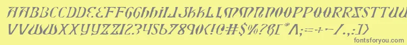 フォントXiphoseli – 黄色の背景に灰色の文字