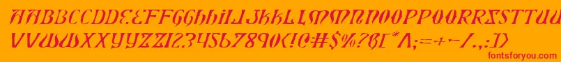 フォントXiphoseli – オレンジの背景に赤い文字